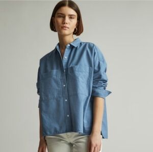 Everlane Oxford Womens Organic Cotton Button Long Sleeve Boxy Shirt Large